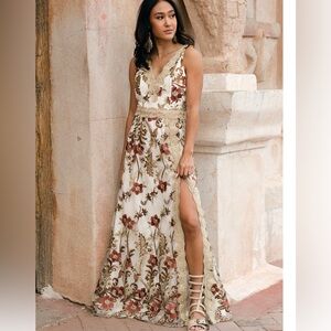 Joyfolie Alya Dress with Red and Gold Embroidery